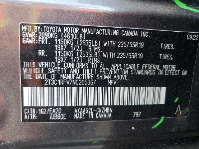 Photo 11 VIN: 2T3C1RFV7NC205367 - TOYOTA RAV4 XLE P 