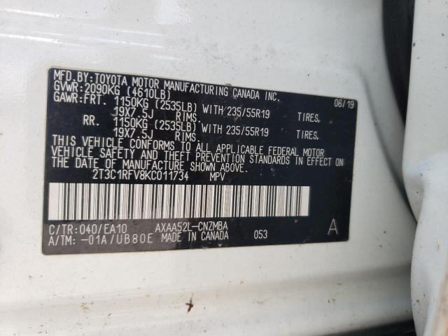 Photo 11 VIN: 2T3C1RFV8KC011734 - TOYOTA RAV4 XLE P 