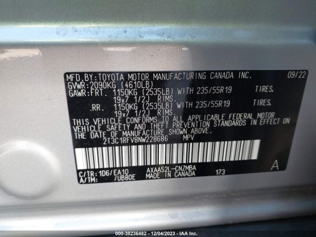 Photo 8 VIN: 2T3C1RFV8NW228686 - TOYOTA RAV4 