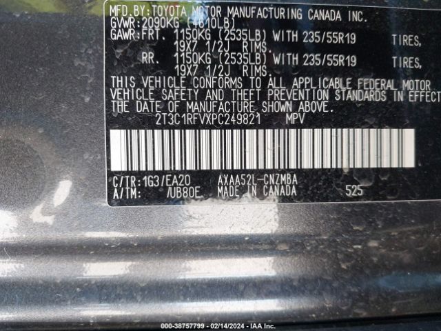 Photo 8 VIN: 2T3C1RFVXPC249821 - TOYOTA RAV4 