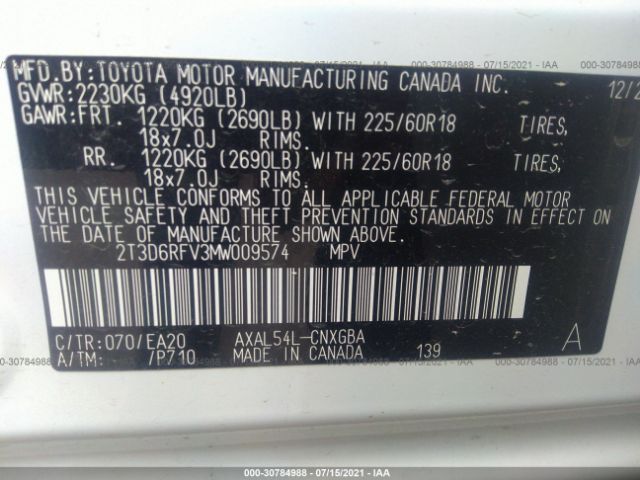 Photo 8 VIN: 2T3D6RFV3MW009574 - TOYOTA RAV4 