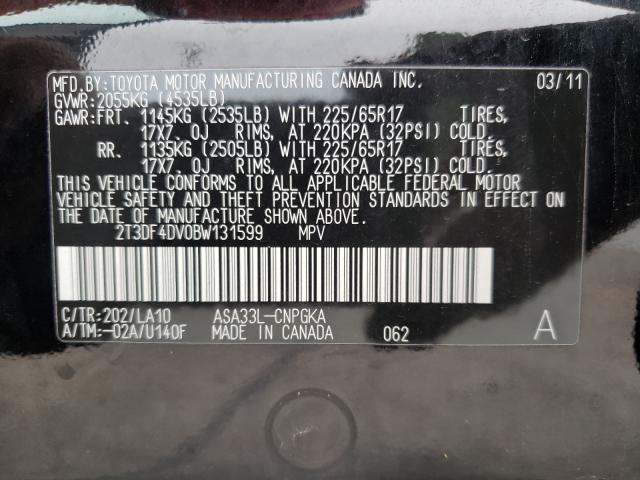 Photo 9 VIN: 2T3DF4DV0BW131599 - TOYOTA RAV4 LIMIT 