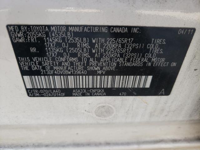 Photo 9 VIN: 2T3DF4DV0BW139640 - TOYOTA RAV4 LIMIT 