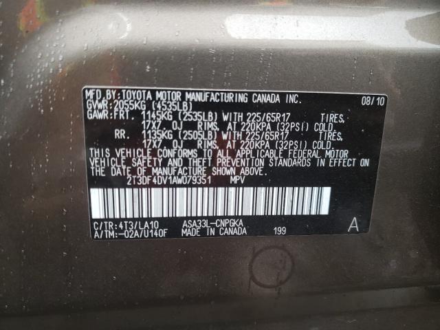 Photo 9 VIN: 2T3DF4DV1AW079351 - TOYOTA RAV4 LIMIT 