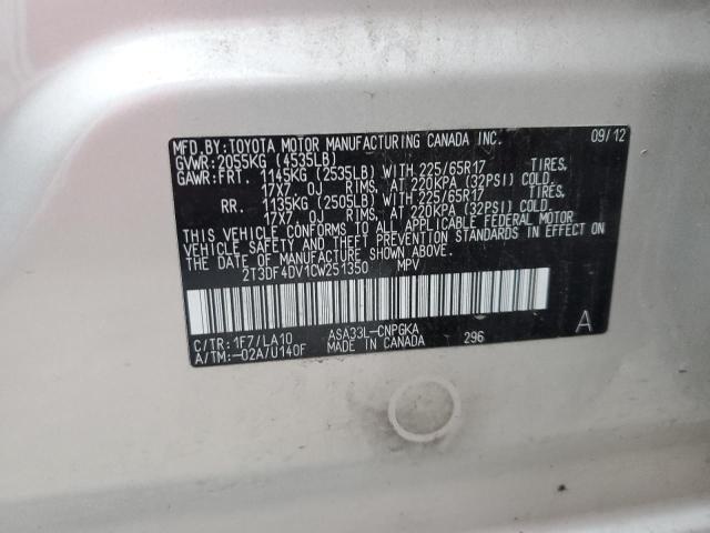 Photo 12 VIN: 2T3DF4DV1CW251350 - TOYOTA RAV4 LIMIT 