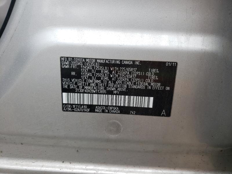 Photo 9 VIN: 2T3DF4DV2BW113895 - TOYOTA RAV4 LIMIT 