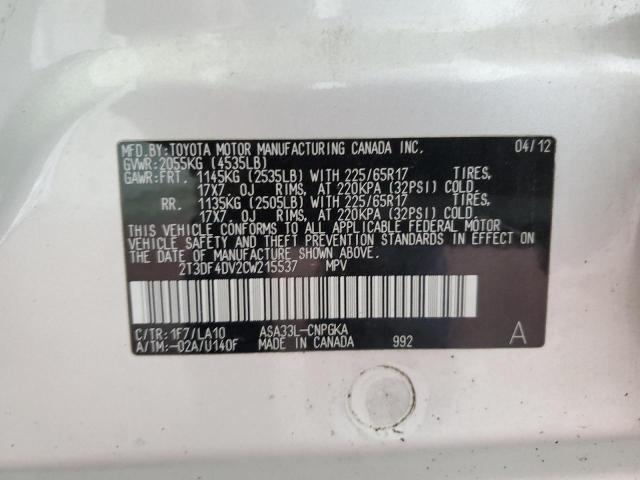 Photo 12 VIN: 2T3DF4DV2CW215537 - TOYOTA RAV4 LIMIT 