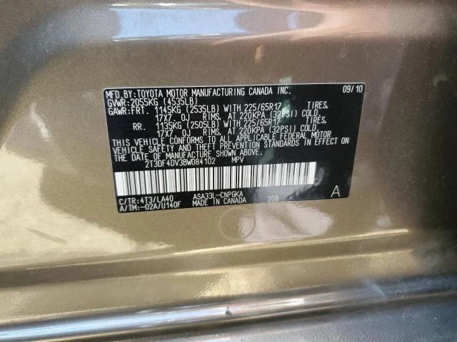 Photo 12 VIN: 2T3DF4DV3BW084102 - TOYOTA RAV4 LIMIT 