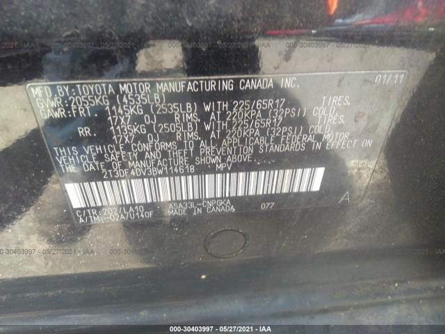 Photo 8 VIN: 2T3DF4DV3BW114618 - TOYOTA RAV4 