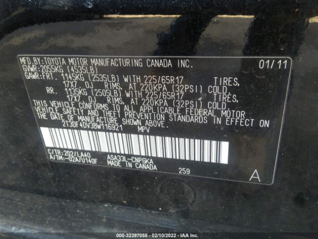 Photo 8 VIN: 2T3DF4DV3BW116921 - TOYOTA RAV4 