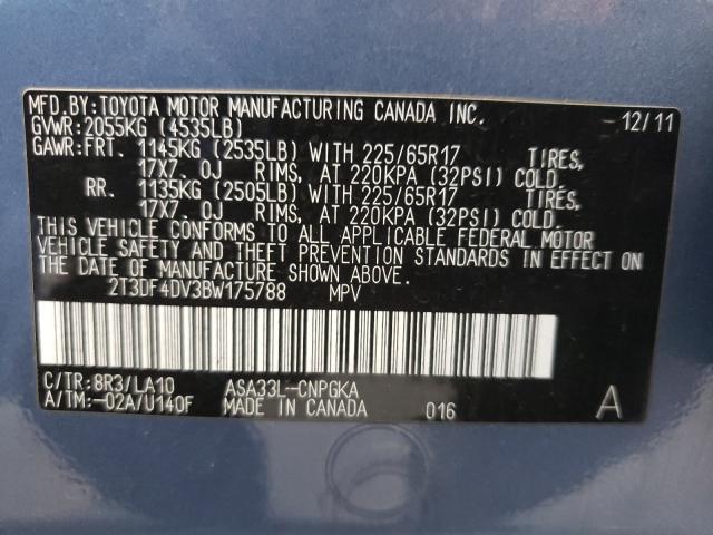 Photo 9 VIN: 2T3DF4DV3BW175788 - TOYOTA RAV4 LIMIT 