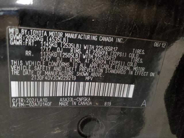 Photo 9 VIN: 2T3DF4DV3CW229219 - TOYOTA RAV4 LIMIT 