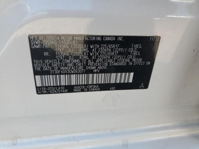 Photo 12 VIN: 2T3DF4DV3CW263077 - TOYOTA RAV4 LIMIT 