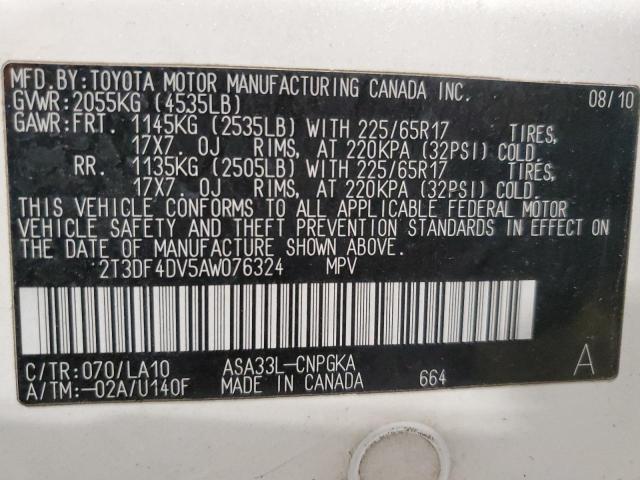 Photo 12 VIN: 2T3DF4DV5AW076324 - TOYOTA RAV4 LIMIT 