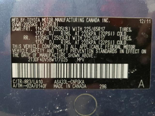 Photo 11 VIN: 2T3DF4DV5BW177025 - TOYOTA RAV4 LIMIT 