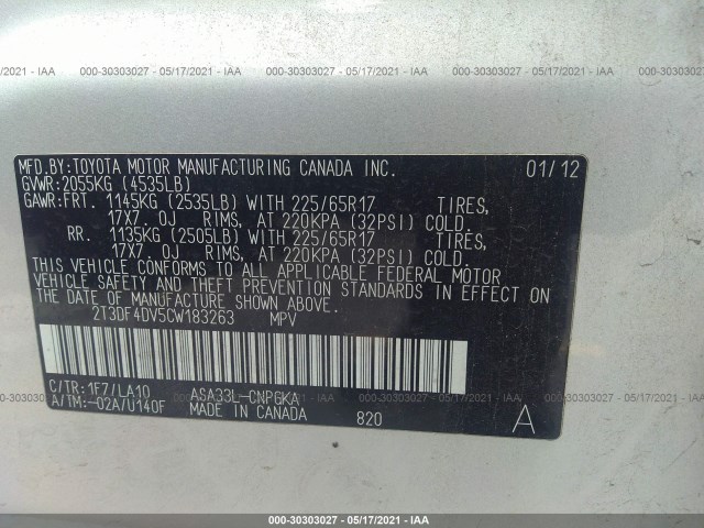 Photo 8 VIN: 2T3DF4DV5CW183263 - TOYOTA RAV4 