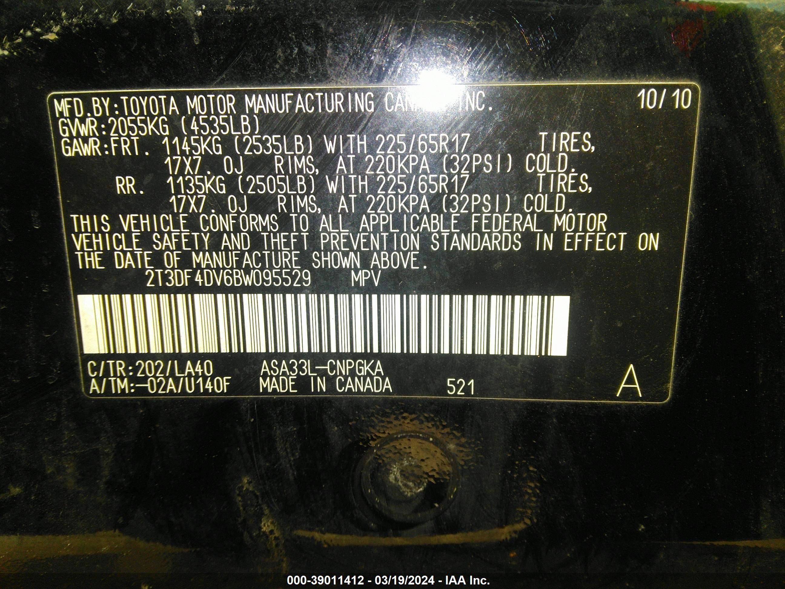 Photo 8 VIN: 2T3DF4DV6BW095529 - TOYOTA RAV 4 