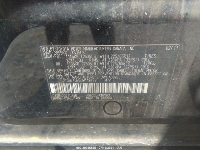 Photo 8 VIN: 2T3DF4DV6BW119733 - TOYOTA RAV4 