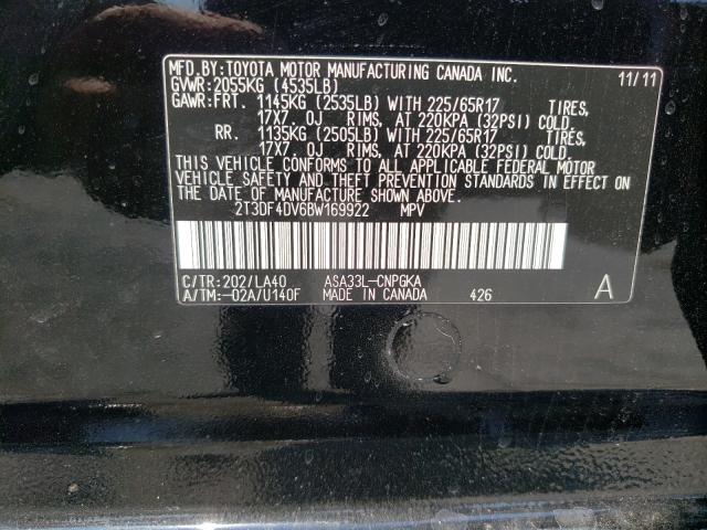 Photo 9 VIN: 2T3DF4DV6BW169922 - TOYOTA RAV4 LIMIT 