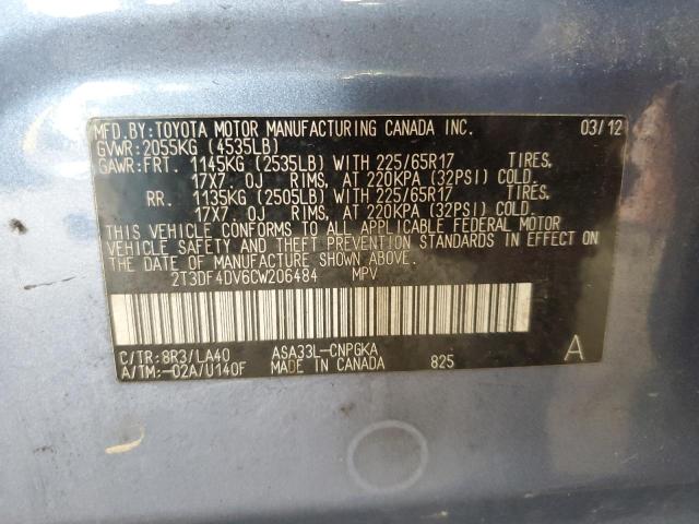 Photo 12 VIN: 2T3DF4DV6CW206484 - TOYOTA RAV4 