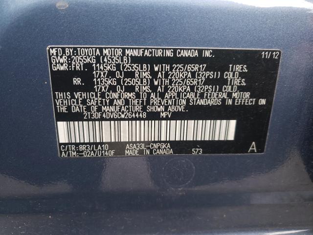 Photo 9 VIN: 2T3DF4DV6CW264448 - TOYOTA RAV4 LIMIT 