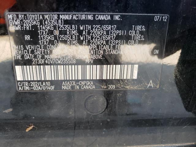 Photo 12 VIN: 2T3DF4DV7CW235508 - TOYOTA RAV4 LIMIT 