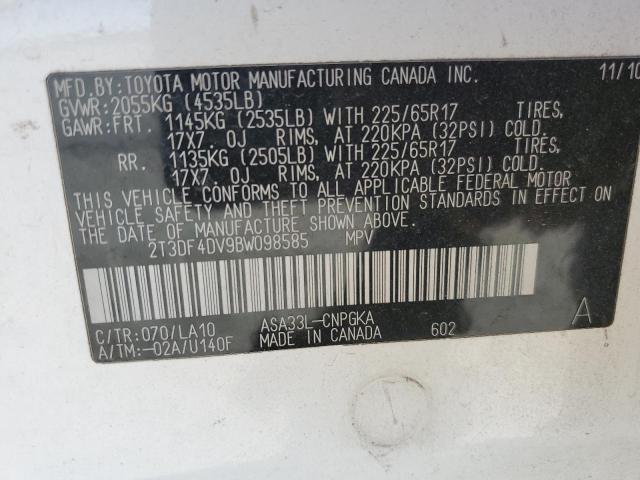 Photo 11 VIN: 2T3DF4DV9BW098585 - TOYOTA RAV4 LIMIT 