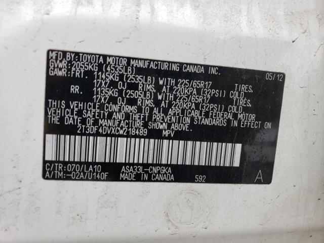 Photo 11 VIN: 2T3DF4DVXCW218489 - TOYOTA RAV4 LIMIT 