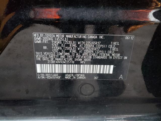 Photo 9 VIN: 2T3DF4DVXCW225118 - TOYOTA RAV4 LIMIT 