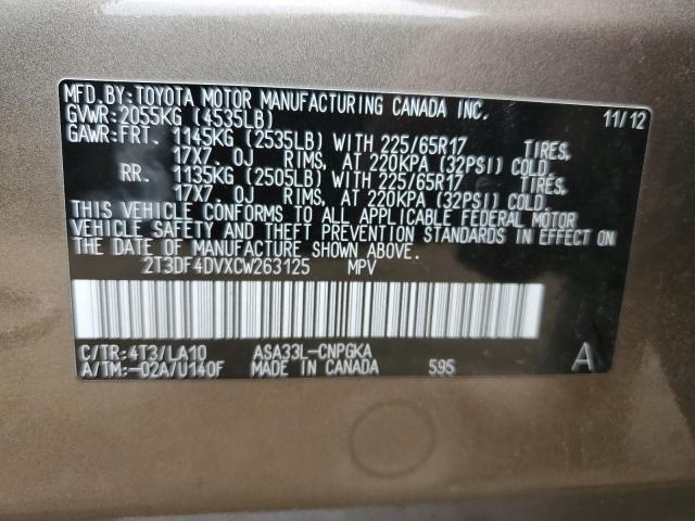 Photo 9 VIN: 2T3DF4DVXCW263125 - TOYOTA RAV4 LIMIT 