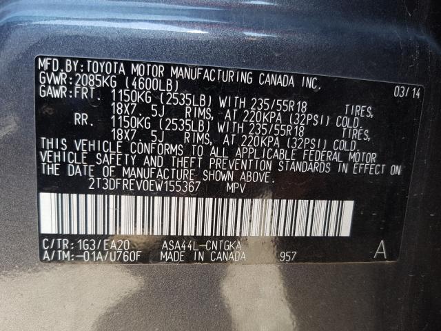 Photo 9 VIN: 2T3DFREV0EW155367 - TOYOTA RAV4 LIMIT 