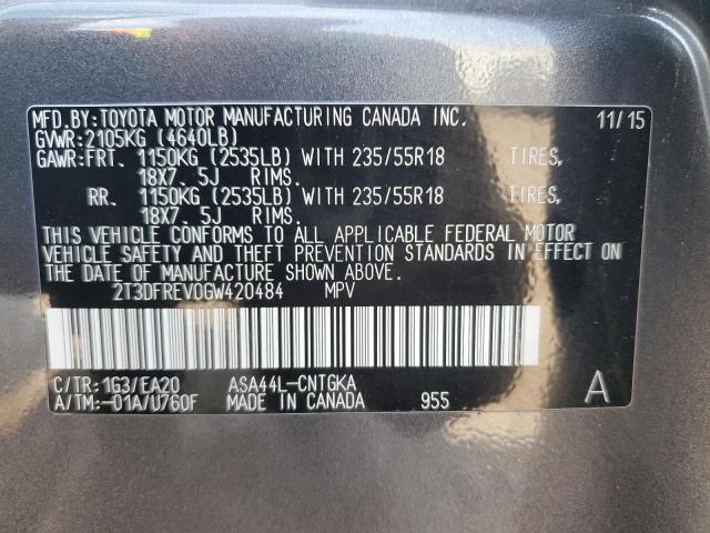 Photo 11 VIN: 2T3DFREV0GW420484 - TOYOTA RAV4 LIMIT 