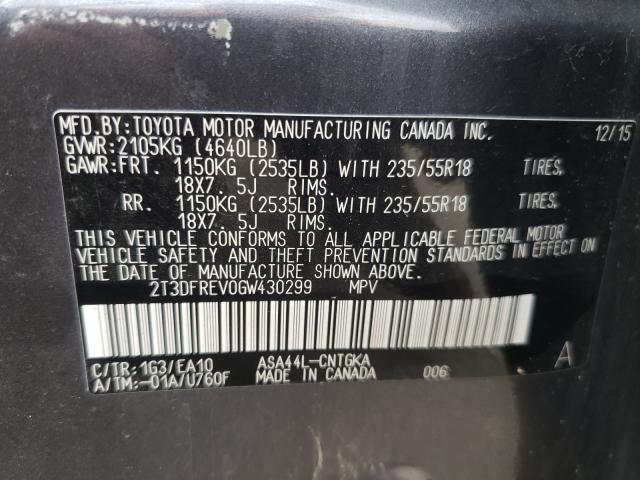 Photo 9 VIN: 2T3DFREV0GW430299 - TOYOTA RAV4 LIMIT 