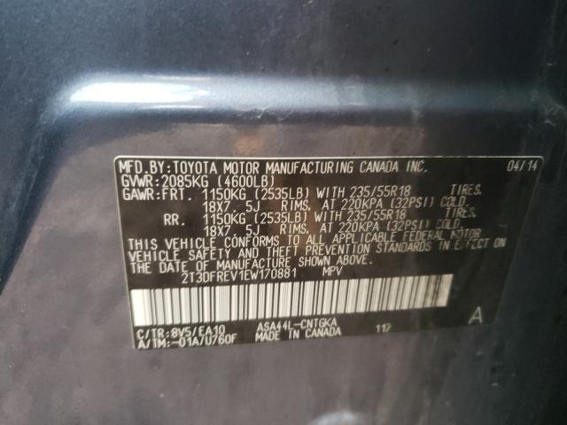 Photo 9 VIN: 2T3DFREV1EW170881 - TOYOTA RAV4 LIMIT 