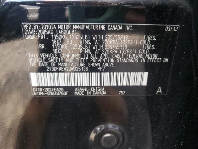 Photo 9 VIN: 2T3DFREV2DW025136 - TOYOTA RAV4 LIMIT 