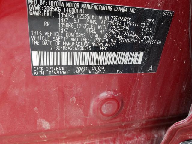 Photo 9 VIN: 2T3DFREV2EW206545 - TOYOTA RAV4 LIMIT 