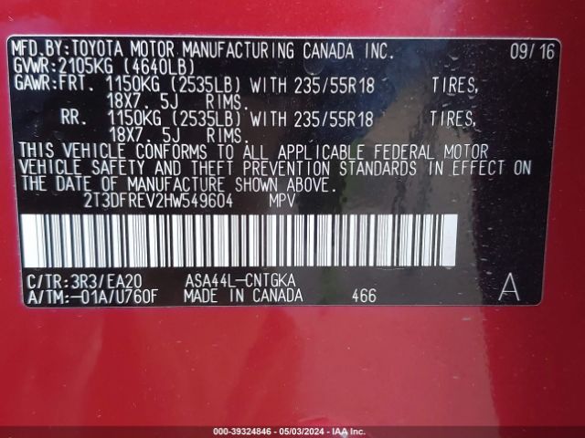 Photo 8 VIN: 2T3DFREV2HW549604 - TOYOTA RAV4 