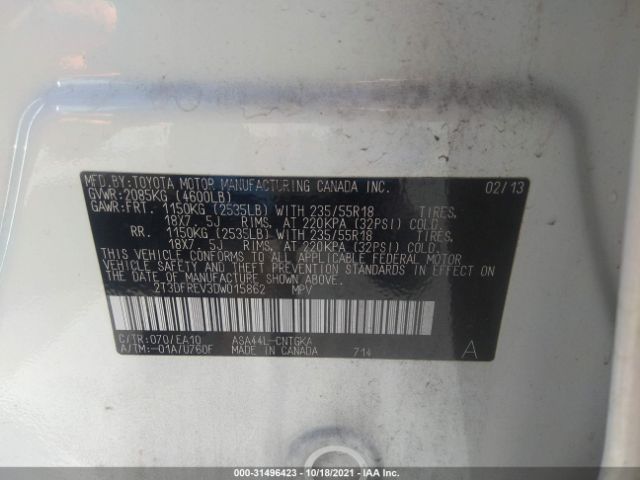 Photo 8 VIN: 2T3DFREV3DW015862 - TOYOTA RAV4 