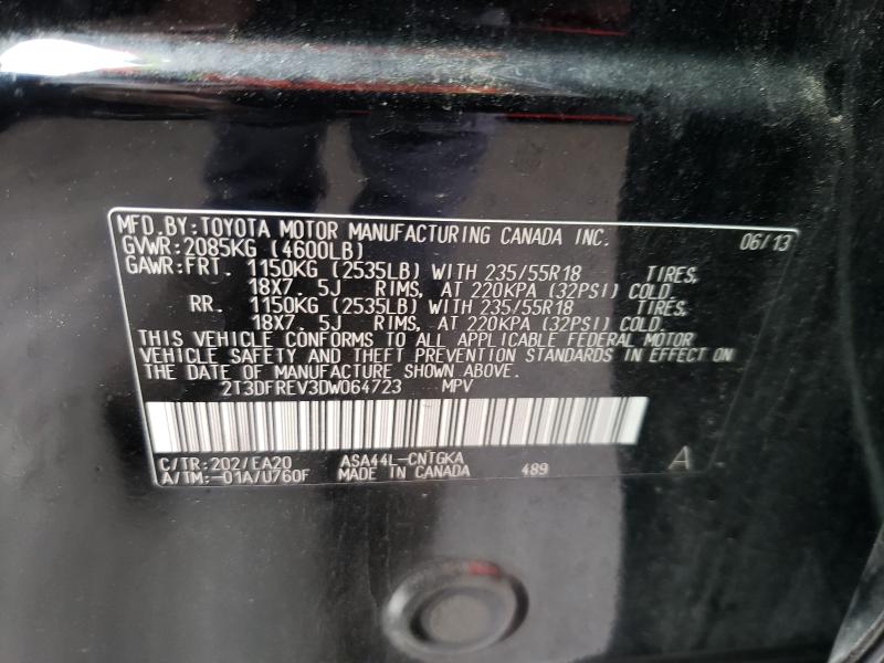 Photo 9 VIN: 2T3DFREV3DW064723 - TOYOTA RAV4 LIMIT 