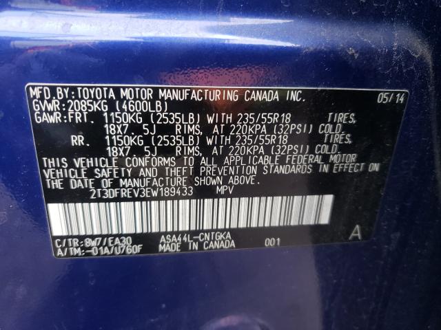 Photo 9 VIN: 2T3DFREV3EW189433 - TOYOTA RAV4 LIMIT 