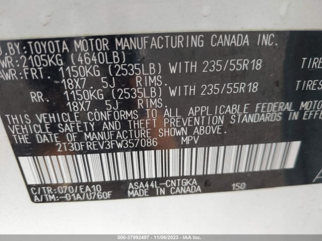 Photo 8 VIN: 2T3DFREV3FW357086 - TOYOTA RAV4 