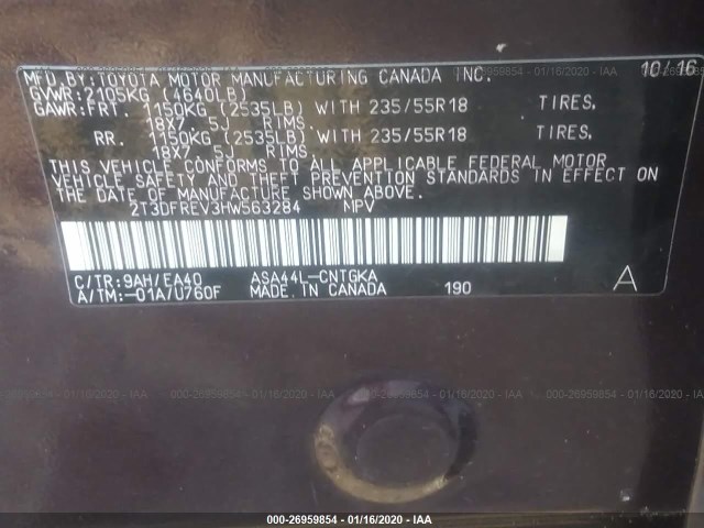 Photo 8 VIN: 2T3DFREV3HW563284 - TOYOTA RAV4 