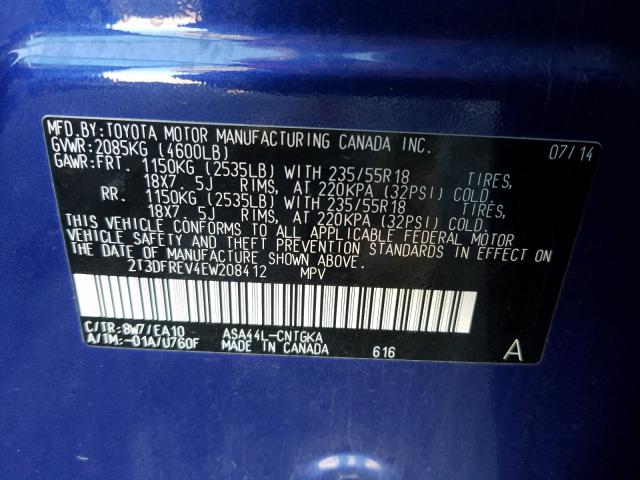 Photo 9 VIN: 2T3DFREV4EW208412 - TOYOTA RAV4 LIMIT 