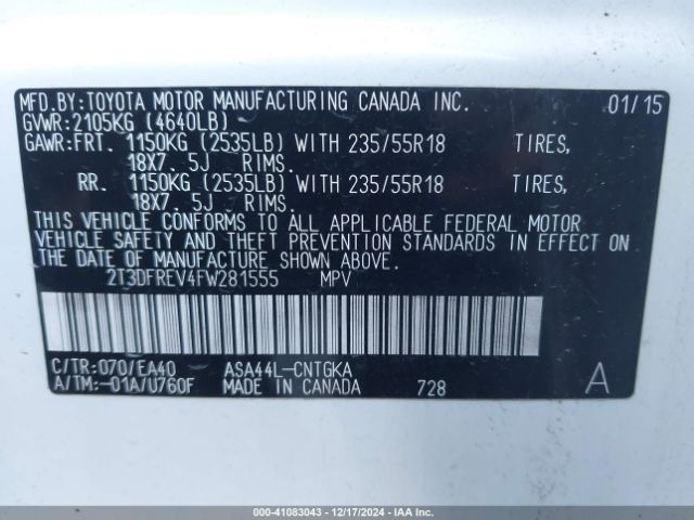 Photo 8 VIN: 2T3DFREV4FW281555 - TOYOTA RAV4 