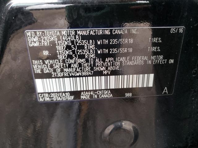 Photo 9 VIN: 2T3DFREV4GW498847 - TOYOTA RAV4 LIMIT 