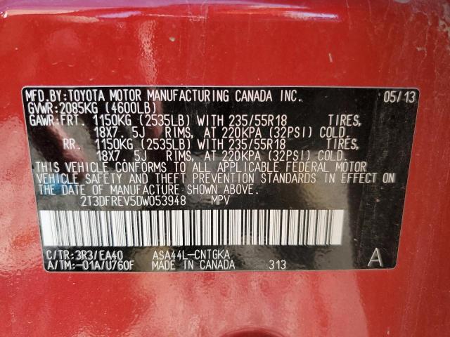 Photo 9 VIN: 2T3DFREV5DW053948 - TOYOTA RAV4 LIMIT 