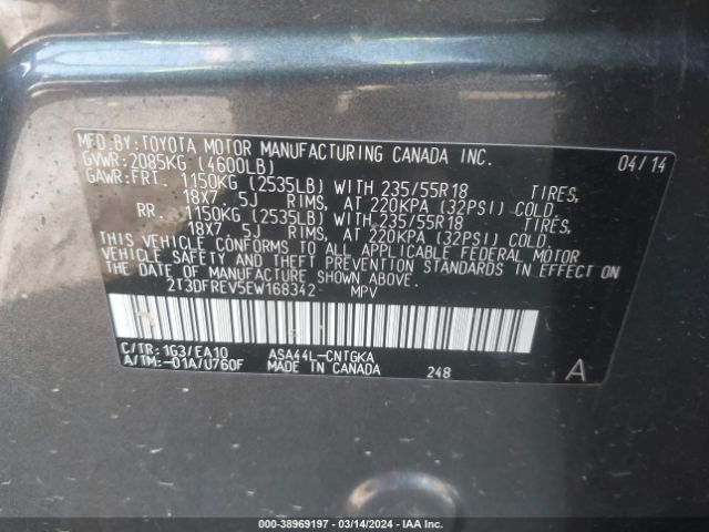 Photo 8 VIN: 2T3DFREV5EW168342 - TOYOTA RAV4 