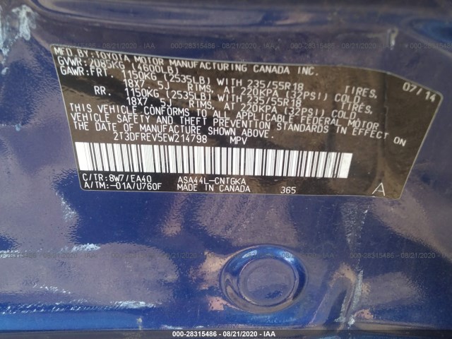 Photo 8 VIN: 2T3DFREV5EW214798 - TOYOTA RAV4 