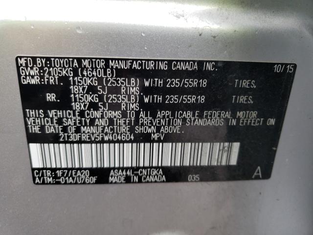 Photo 9 VIN: 2T3DFREV5FW404604 - TOYOTA RAV4 LIMIT 