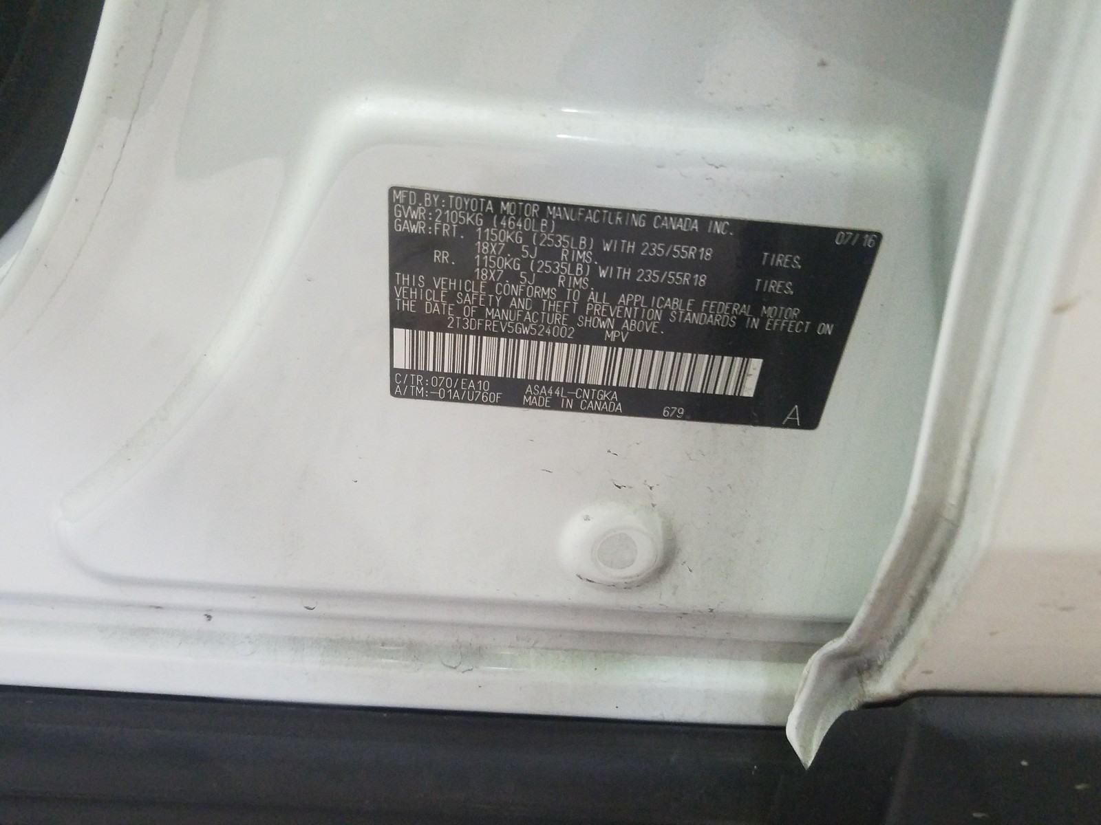 Photo 9 VIN: 2T3DFREV5GW524002 - TOYOTA RAV4 LIMIT 